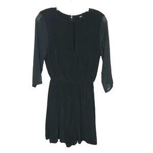 Women's ASOS Sexy Sheer 3/4 Sleeves Split front Romper Black Size 4